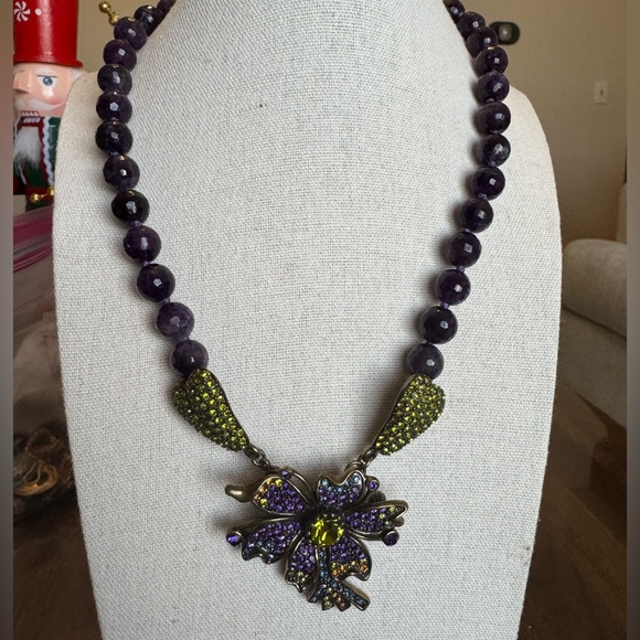 Heidi Daus Necklace Flower Pendant With Mutlicolored Swarovski Crystals - Picture 1 of 5
